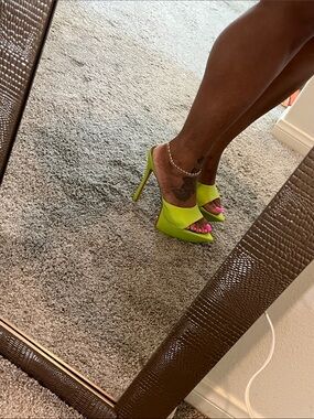 Ego Neon green platform mule